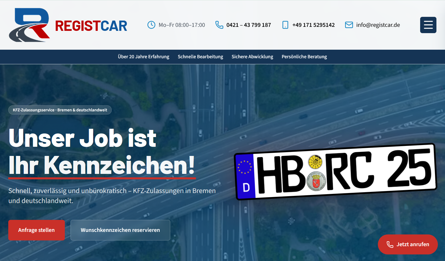 REGISTCAR Website Screenshot
